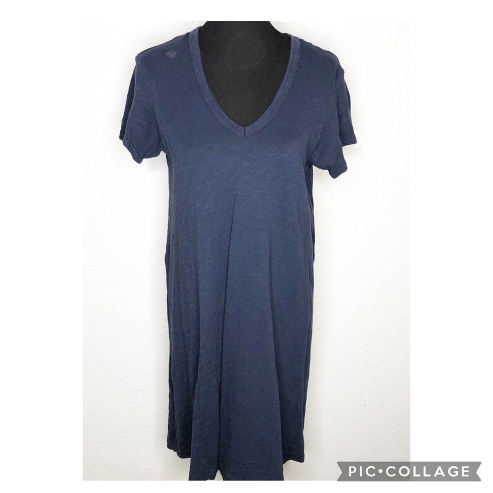 WILT navy blue open tie back knit tunic dress size Small